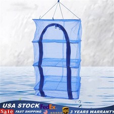 4-Layer Herb Food Fish Drying Rack Hanging Mesh Drying Net Foldable w/ Zipper.