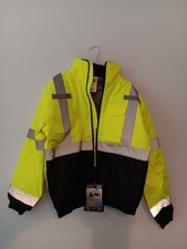 RADWEAR high visibility bomber jacket weatherproof with hood NEW