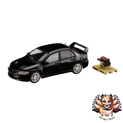 NEU HJ64 1/64 Mitsubishi Lancer Evolution 9 GSR Motor Vitrinenmodell Black Mica