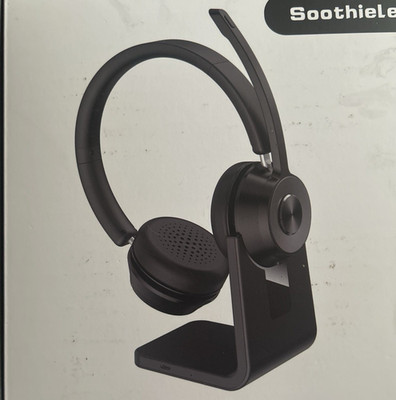 Soothielec KH53 Wireless Bluetooth Headset w/ Charging Stand, USB-C/USB-A Black