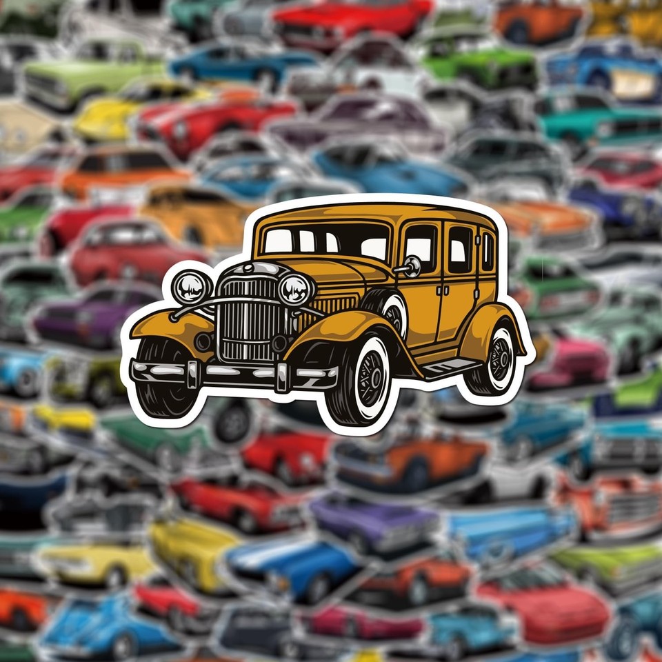 100pcs Classic Car Stickers Cartoon Vinyl Waterproof for Multi | eBay