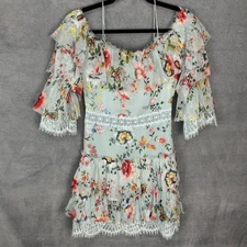 Alice + Olivia Dress Womens 0 Silk Floral Whimsy Fairy Cottage Romantic Feminine