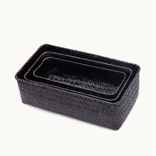 Basket Three-Piece Non-Rattan Wicker multicolored Straw Sundries Basket - Picture 11 of 11