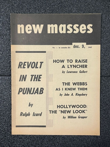 NEW MASSES December 9 1947 CPUSA PUNJAB Isidore James Neugass Lawrence Geller!!! - Foto 4 di 12