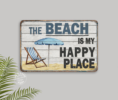 The Beach Is My Happy Place Sign Ocean Home Decor Beach House