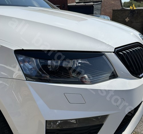 Augenbrauen Scheinwerfer Augenlidabdeckung Glanz Schwarz Skoda Octavia MK3 2015-2017 - Bild 6 von 6