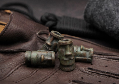 Bronze Easter Island Statue Moai Cord Beads Lanyard Paracord Knife Bead Pendant - Picture 10 of 11
