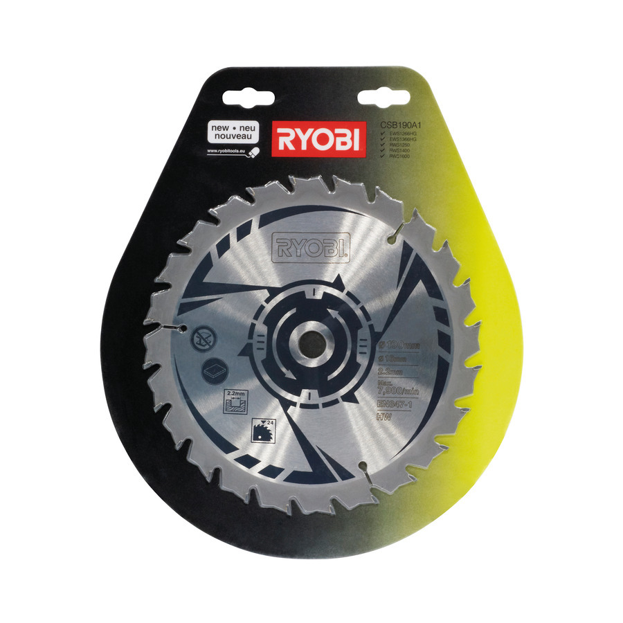 Ryobi Csb190a1 Kreissägeblatt Ø 190 Mm 16 Mm 2,2 Mm 24T Holz Rcs1400-G - Bild 2