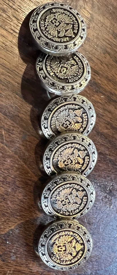 Burg Co Tyr 1780 X Archid Avst Dux Silver Color Button Eagle Sew Six VTG GUC - Image 3 of 4