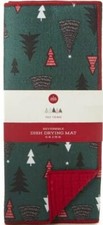 Kitchen Microfiber Dish Drying Mat 15"x20" CHRISTMAS TREES ON GREEN, red, WW