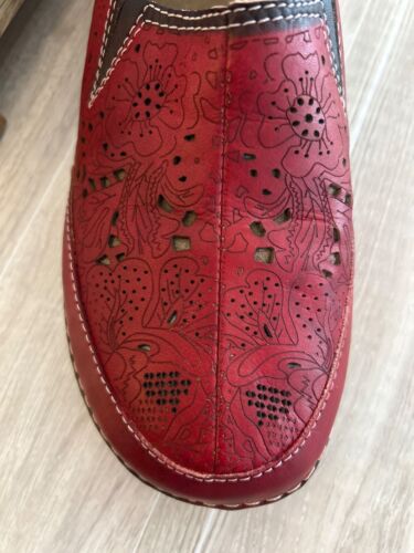L'Ariste Spring Step Red Libora Women's Handpainted Leather Loafer Size 40 - Picture 4 of 13