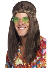 60s 1960s Hippy Hippie Kit Headband, Glasses, Medallion New by Smiffys