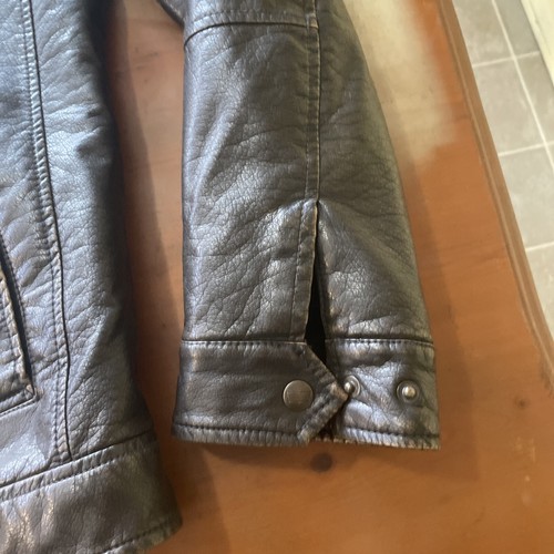 LEVI'S Negro Imitación Cuero Sherpa Forrado Cremallera Bomber Chaqueta PEQUEÑA - Imagen 9 de 24