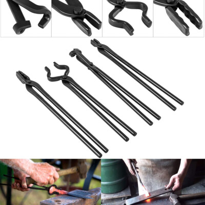 4Pcs Knife Making Tongs Set Bladesmith Blacksmith Tongs Tools Anvil Vise Forge
