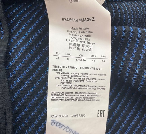 Maglia Armani Collezioni Donna Tg 8 Nero Metallizzato Blu Royal Made Italy - Foto 8 di 11