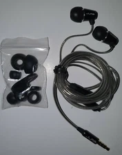JLab Premium Earbuds Black w/ Mic & Ear Replacement Pieces