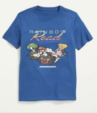 Old Navy Kids Size Large 10-12 Nintendo Short Sleeve Tee Rainbow Road NWT