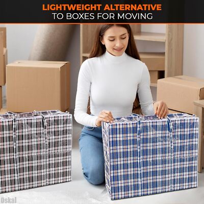 Set of 4 Extra-large Plastic Checkered Storage Laundry Shopping