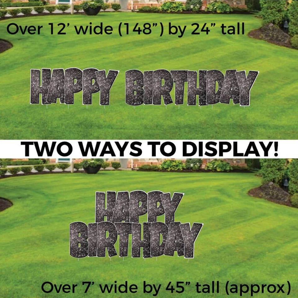 Juego de letreros de patio de feliz cumpleaños brillante de 24" EZ | 5 piezas decoraciones de césped al aire libre Foto 3 de 4