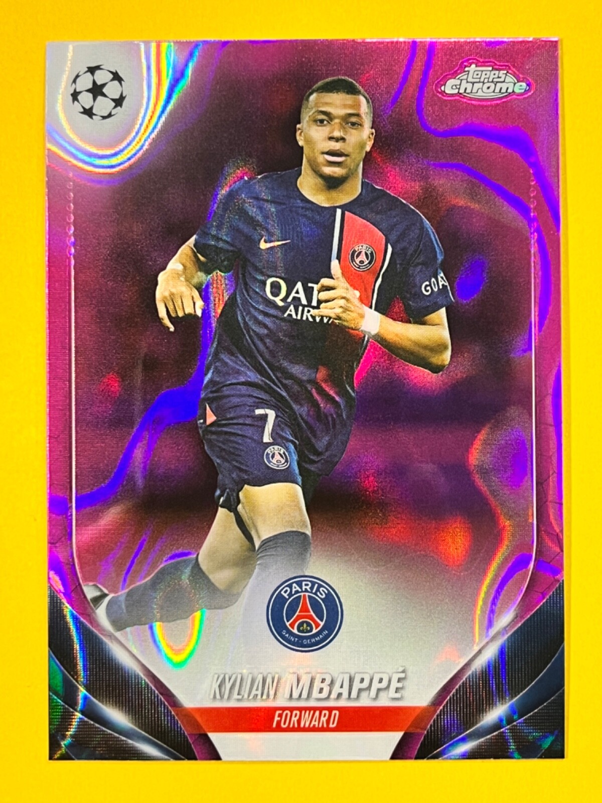 2023-24 Topps Chrome UEFA Club Competitions - Pink Lava Refractor #21 Kylian Mbappe