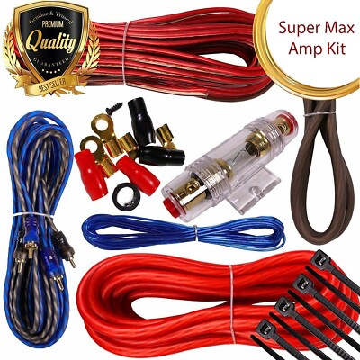 Complete 1000W 8 Gauge Car Amplifier Installation Wiring Kit Amp PK1 8 Ga Red