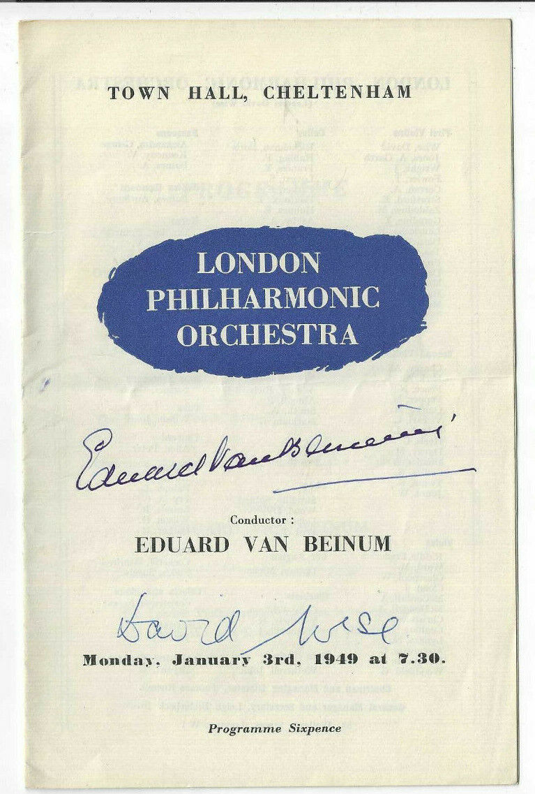 Edward Van Our shop most popular Beinum Signed 2021 new 1949 P Autographed Conductor Progam