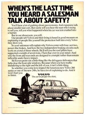 Vintage Original - 1975 Volvo 240 Car - Original Print Ad (8 x 11)