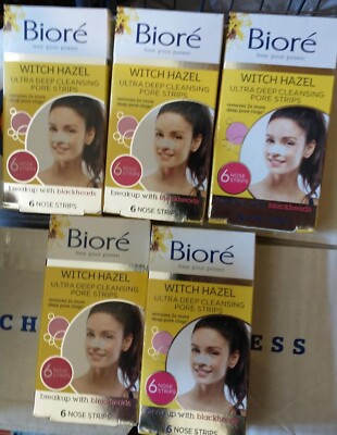 Pack 5 Biore Ultra Deep Cleansing Pore Strips Removes 2X More Witch Hazel 30