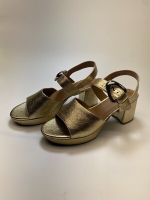 Aerosoles Womens Chamber Soft Gold Silver BuckleHeel Sandal