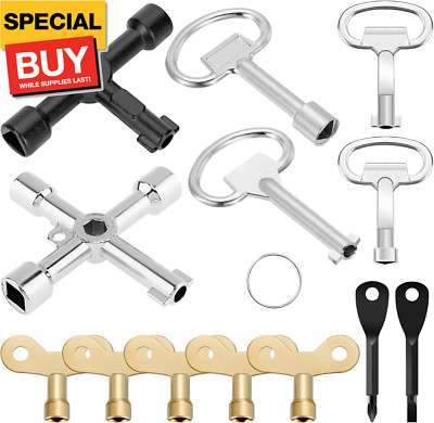 Yuahar 13 Pcs Multi-Functional Utility Key Kit Contains 4-Way Keys, Water Tap Fa