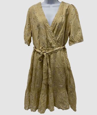 Lauren Ralph Lauren Women's Eyelet Cotton Voile Dress (14, Pale Parchment)
