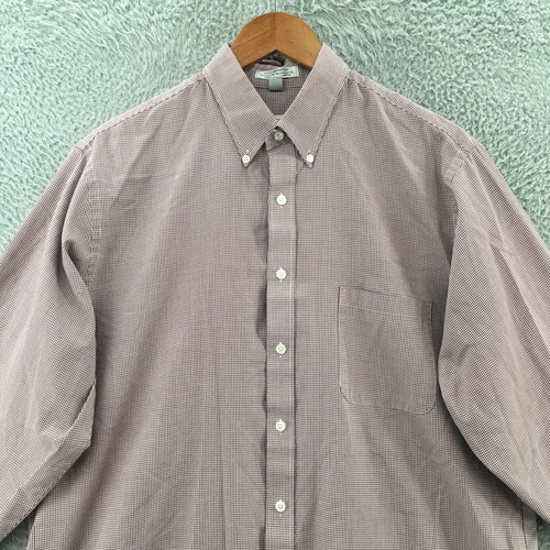 Geoffrey Beene Button Down Dress Shirt Mens Large Burgundy 80's 2 Ply Pinpoint - Picture 2 of 11