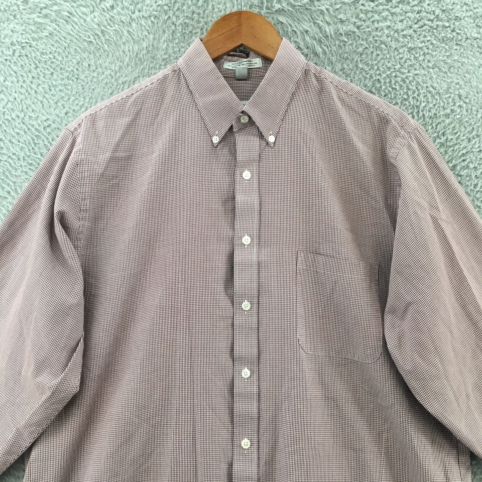 Camisa de Vestir Geoffrey Beene Abotonada Para Hombre Grande Borgoña Años 80 2 Capas Pinpoint Foto 2 de 4