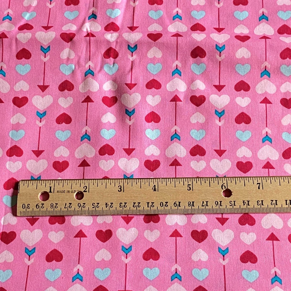 1.5 YD Hearts Arrows Fabric Pink Quilting Cotton - Image 3 of 4