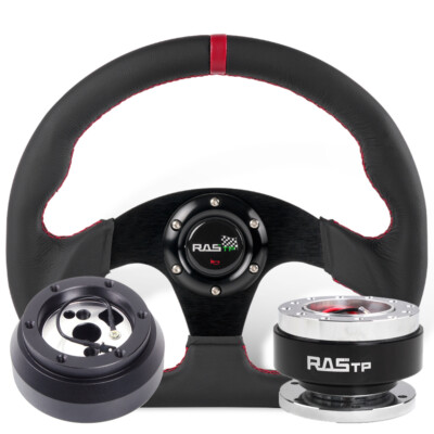 13'' Genuine Leather Steering Wheel Hub Adapter Quick Release For Dodge Chevrolet