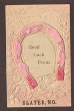 GOOD LUCK FROM SLATER MISSOURI APPLIED MATERIALS LEWELLEN VINTAGE POSTCARD