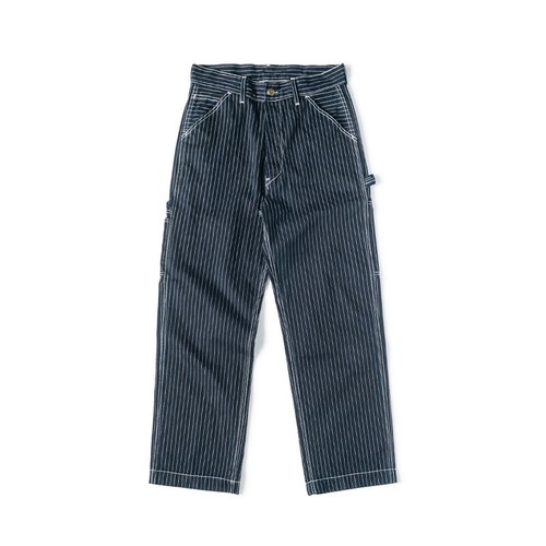 Workwear Denim American Retro Blue Jeans Men's Straight Striped Railway Trousers - Picture 25 of 25