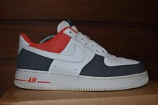 Size 10.5 - Nike Air Force 1 '07 LX White Red Denim, Nike Air Force 1 denim