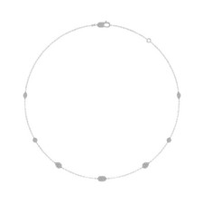 Sterling Silver Round Natural Diamond Station Necklace 18" Silver Chain