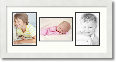ArtToFrames Collage Mat Picture Photo Frame 3 5x7'' Openings in Satin White 114