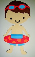 Beach Boy Summer Swimming Paper Doll Die Cut Scrapbook Embellishement