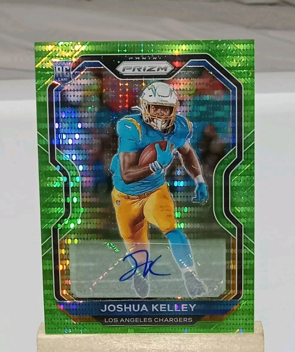 2020 Panini Prizm Neon Green Pulsar Joshua Kelley #326 Rookie Auto RC