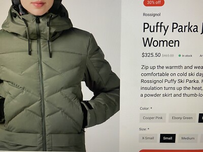 BRAND NEW LARGE Rossignol Women's Puffy Parka  Size L FREE SHIPPING! RETAIL $360
