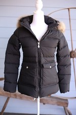 Pyrenex Soft Down Jacket Fur Trim Coat Black Size 34 Small