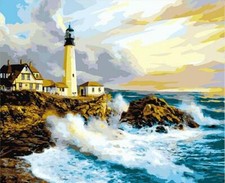 Paint By Numbers Adults kids Waves Lighthouse DIY Painting Kit 40x50CM Canvas