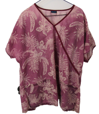 SCRUB TOP Size 2 XL Hawaiian Orchids and Palms. by 808 Local