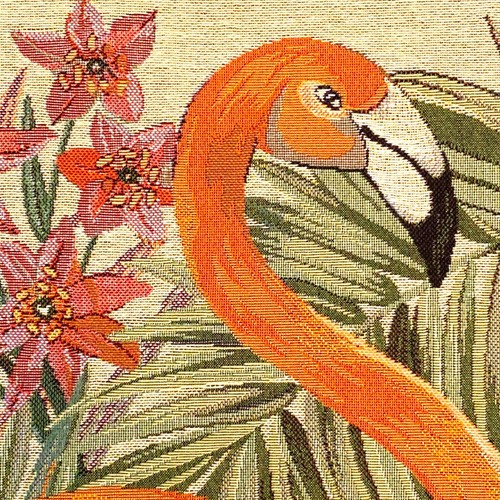 ORANGE FLAMINGO, 18" x 18" 46CM BELGIAN TAPESTRY CUSHION COVER WITH ZIP, 5930 - Picture 4 of 6