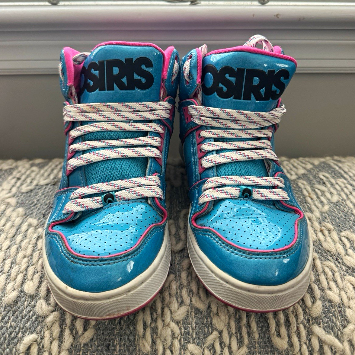 Osiris NYC 83 SLM ULT Girls Mid Top Lace-Up Sneakers Blue/Pink US 8
