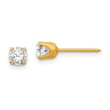 14k Yellow Gold 4.25mm Round Cut Cubic Zirconia Solitaire Stud Earrings
