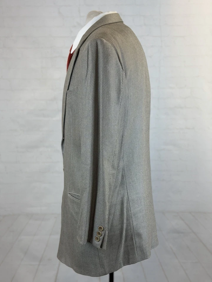 Blazer masculino Armani Itália bege algodão seda linho dois botões 46R $2.395 - Imagem 3 de 4